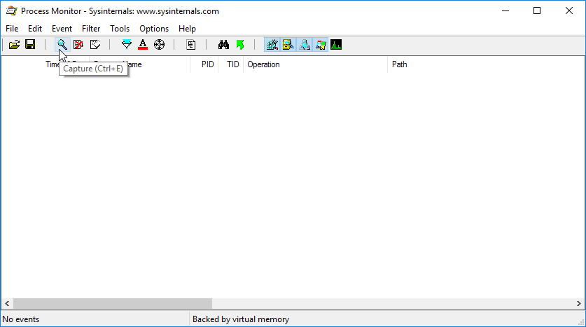 Procmon screenshot - capture
